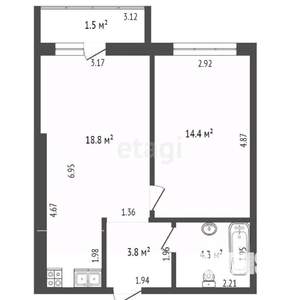 1-к квартира, вторичка, 41м2, 2/10 этаж