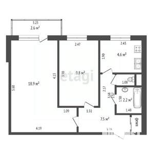 2-к квартира, вторичка, 44м2, 5/9 этаж
