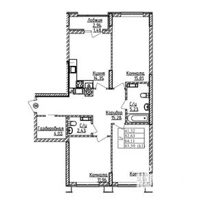 3-к квартира, строящийся дом, 84м2, 2/9 этаж