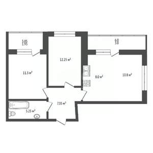 2-к квартира, вторичка, 55м2, 7/16 этаж