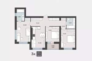 3-к квартира, вторичка, 87м2, 1/9 этаж
