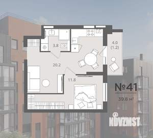 1-к квартира, вторичка, 40м2, 2/7 этаж