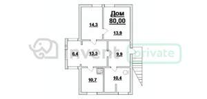 3-к квартира, вторичка, 80м2, 2/2 этаж