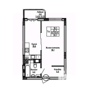 1-к квартира, вторичка, 39м2, 3/9 этаж