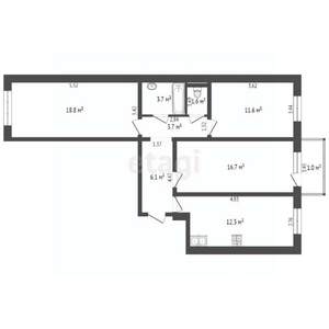 3-к квартира, вторичка, 78м2, 3/9 этаж
