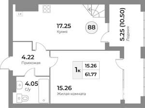 1-к квартира, вторичка, 62м2, 7/7 этаж