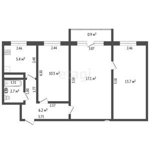 3-к квартира, вторичка, 57м2, 3/5 этаж