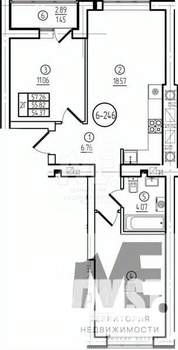 2-к квартира, вторичка, 56м2, 8/9 этаж