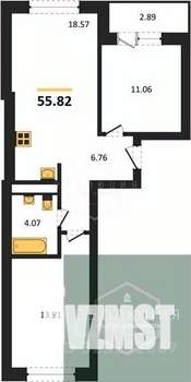 2-к квартира, вторичка, 57м2, 3/9 этаж