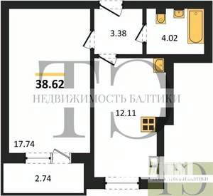 1-к квартира, вторичка, 39м2, 8/9 этаж
