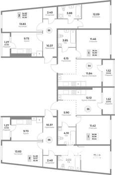 2-к квартира, вторичка, 54м2, 4/10 этаж