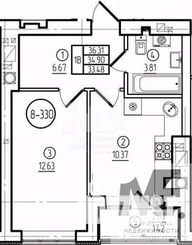 1-к квартира, вторичка, 35м2, 3/9 этаж