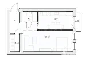 1-к квартира, вторичка, 48м2, 8/8 этаж