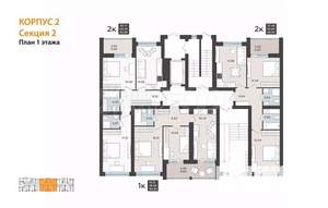 2-к квартира, вторичка, 63м2, 1/9 этаж