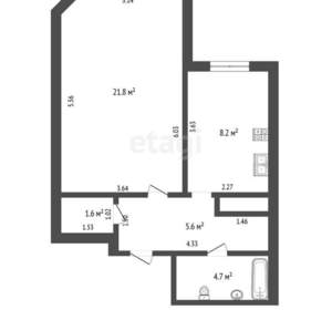 1-к квартира, вторичка, 42м2, 1/4 этаж