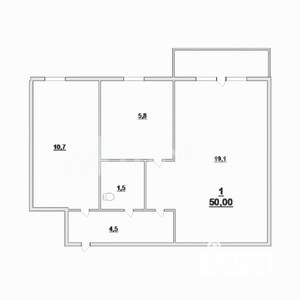 1-к квартира, вторичка, 50м2, 15/16 этаж
