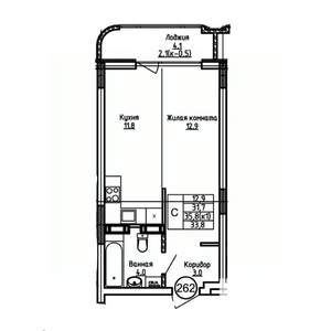 Студия квартира, вторичка, 34м2, 7/9 этаж