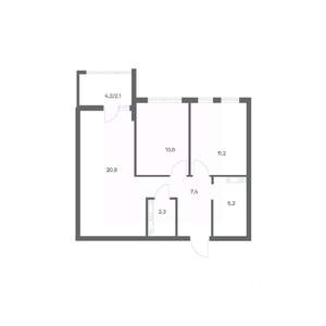 2-к квартира, строящийся дом, 60м2, 8/18 этаж