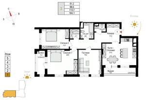 3-к квартира, сданный дом, 111м2, 1/9 этаж