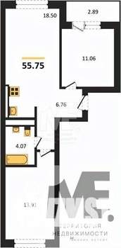 2-к квартира, вторичка, 56м2, 3/9 этаж