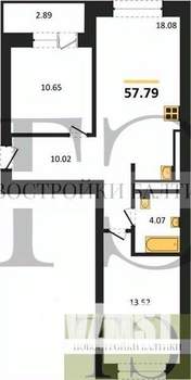 2-к квартира, вторичка, 58м2, 1/9 этаж