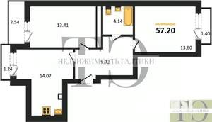 2-к квартира, вторичка, 57м2, 9/9 этаж