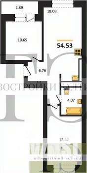 2-к квартира, вторичка, 55м2, 2/9 этаж