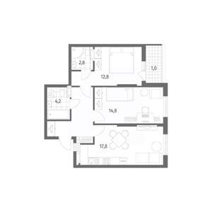 2-к квартира, строящийся дом, 63м2, 8/8 этаж