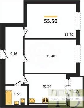 2-к квартира, вторичка, 56м2, 6/9 этаж