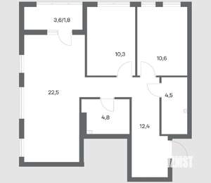 2-к квартира, строящийся дом, 67м2, 1/18 этаж