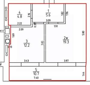 1-к квартира, вторичка, 53м2, 4/10 этаж