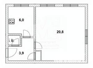1-к квартира, вторичка, 32м2, 1/2 этаж