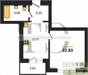 1-к квартира, вторичка, 33м2, 7/9 этаж