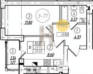 1-к квартира, вторичка, 30м2, 1/8 этаж