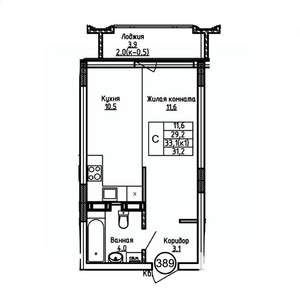 Студия квартира, вторичка, 31м2, 5/9 этаж