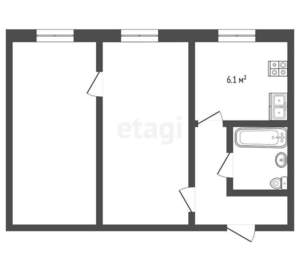 2-к квартира, вторичка, 39м2, 2/2 этаж
