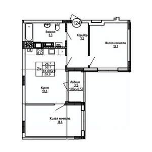 2-к квартира, вторичка, 60м2, 5/9 этаж