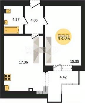 1-к квартира, вторичка, 44м2, 8/10 этаж
