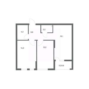 2-к квартира, строящийся дом, 57м2, 2/18 этаж