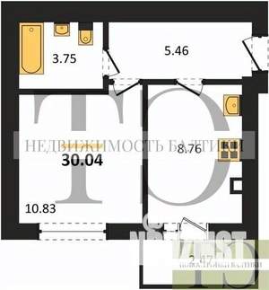 1-к квартира, вторичка, 30м2, 3/9 этаж