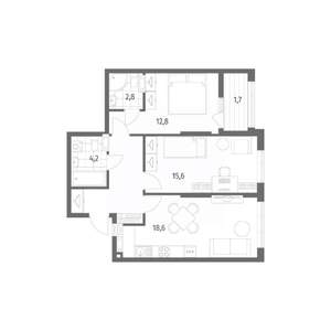 2-к квартира, строящийся дом, 65м2, 6/8 этаж