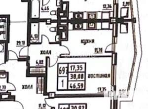 1-к квартира, вторичка, 47м2, 23/25 этаж