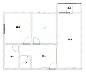 2-к квартира, вторичка, 60м2, 1/11 этаж