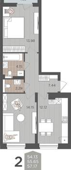 Студия квартира, вторичка, 56м2, 8/9 этаж