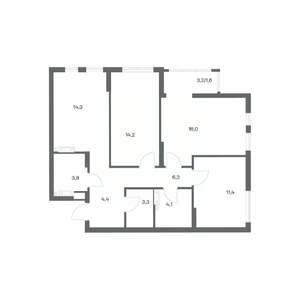 3-к квартира, строящийся дом, 79м2, 3/18 этаж