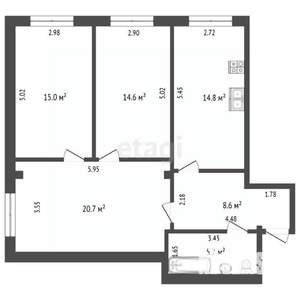 3-к квартира, вторичка, 79м2, 1/4 этаж
