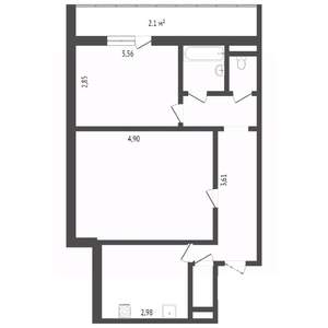 2-к квартира, вторичка, 53м2, 6/10 этаж