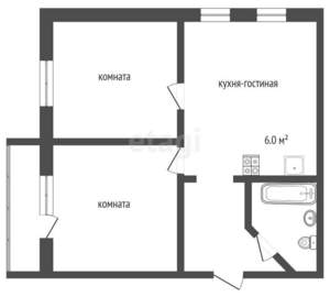 2-к квартира, вторичка, 53м2, 3/5 этаж