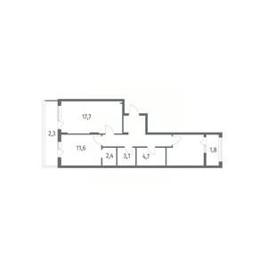 2-к квартира, строящийся дом, 65м2, 7/8 этаж