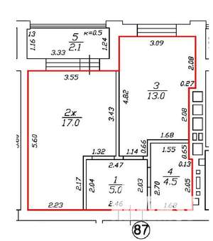 1-к квартира, вторичка, 42м2, 8/10 этаж